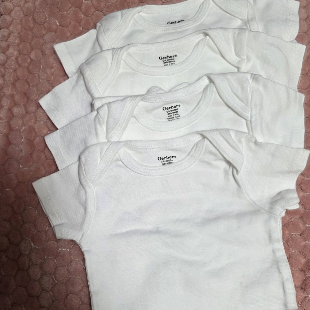 Gerber White Cotton Short Sleeve Bodysuits Bundle NWOT